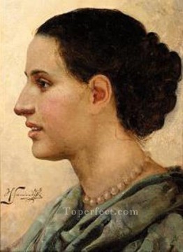 portrait of a seated woman holding a fan Painting - Portrait of a Young Woman Polish Greek Roman Henryk Siemiradzki